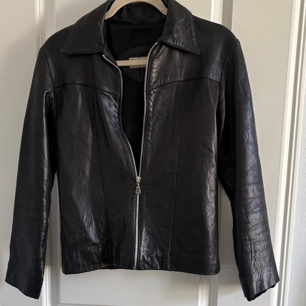 Swan Vintage Black Leather Jacket 1990’s
